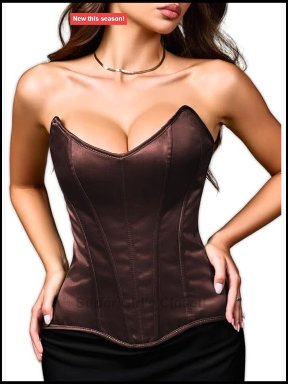 Satin Overbust Corset Top Steel Boned Lace Up Bustier